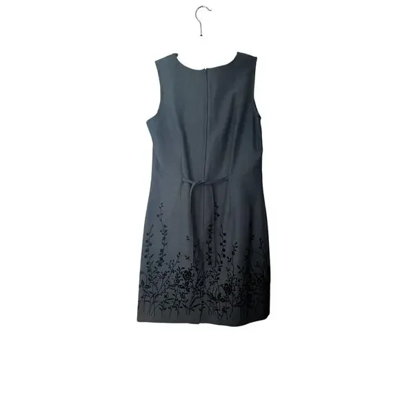 Hillard & Hansen Grey Sleeveless Dress with Black Border and Floral Print - Picture 2 of 3